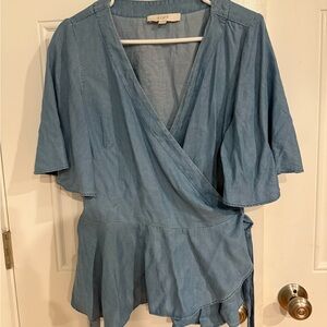 LOFT Blue Wrap Top